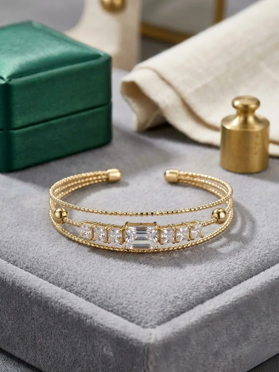 Gold Plated Crystal Kara Bracelet For Girls 3 to 10 Years
