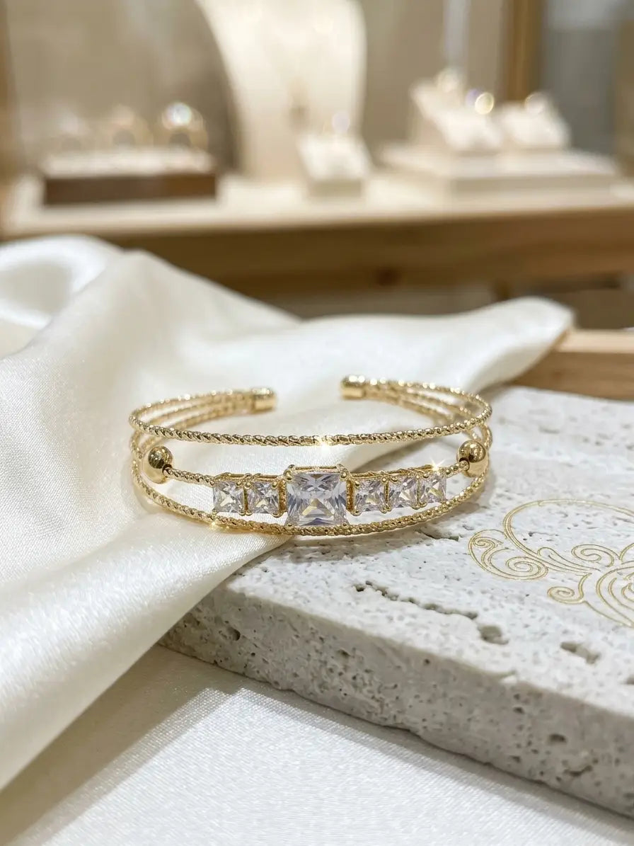 Gold Plated Crystal Kara Bracelet For Girls 3 to 10 Years