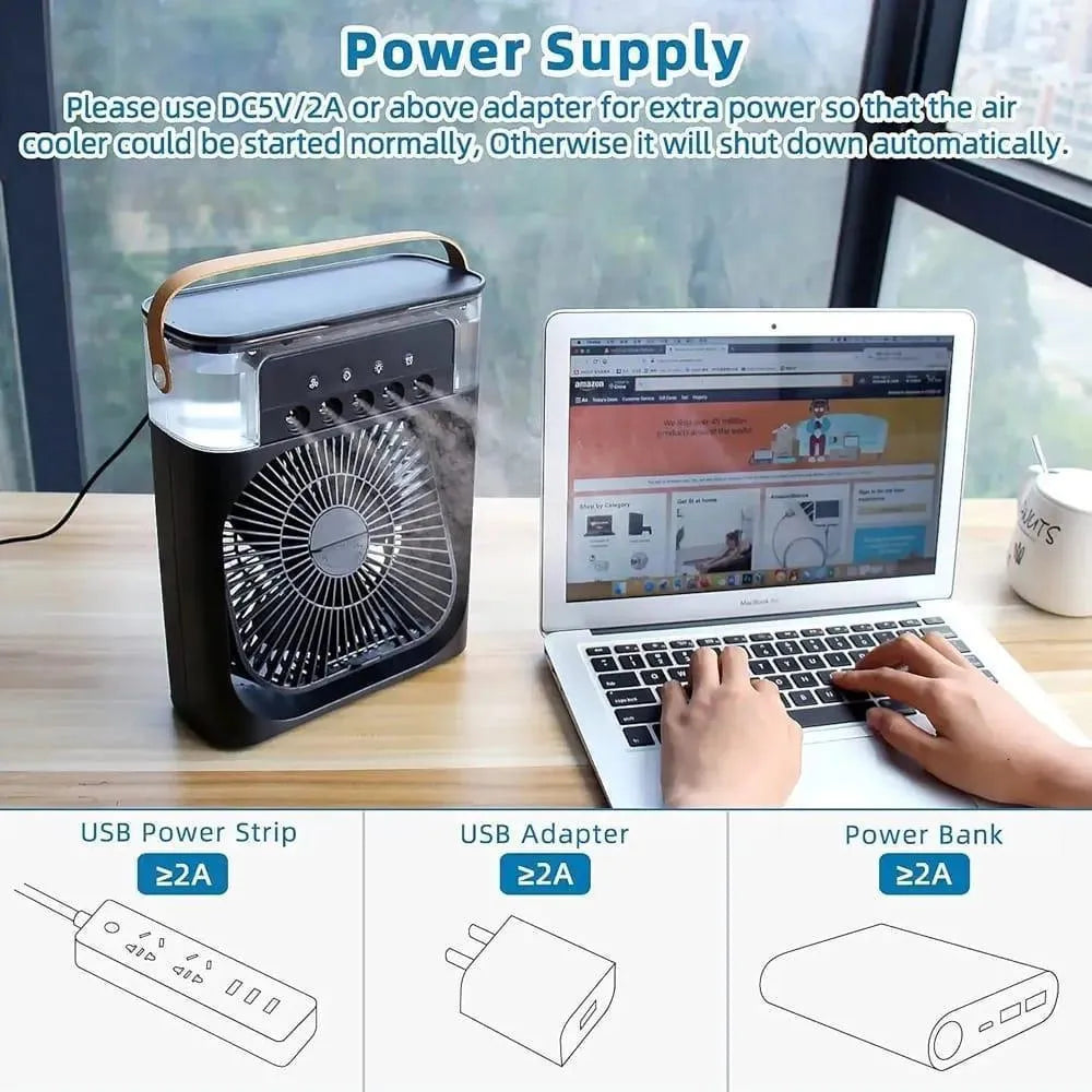 USB Rechargeable Disk Fan with Ice Cooling
