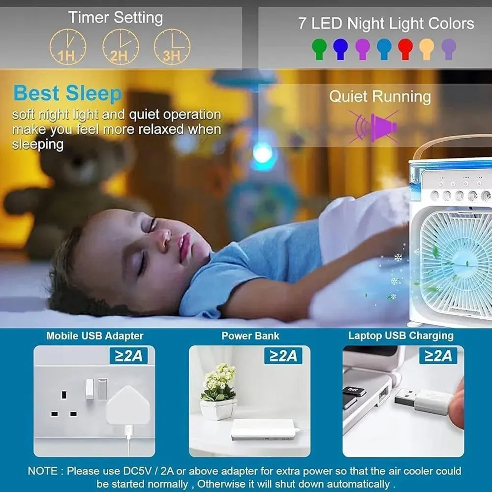 USB Rechargeable Disk Fan with Ice Cooling