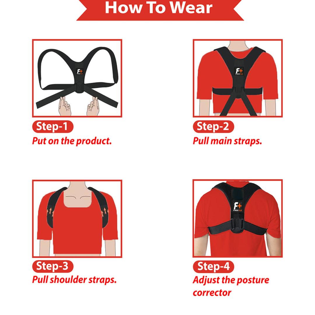Black Nylon Posture Corrector Belt For Back Support