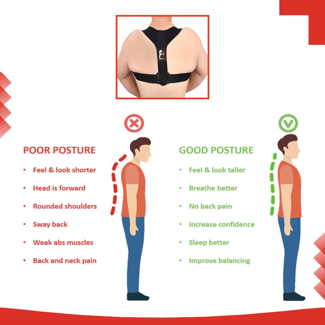 Black Nylon Posture Corrector Belt For Back Support